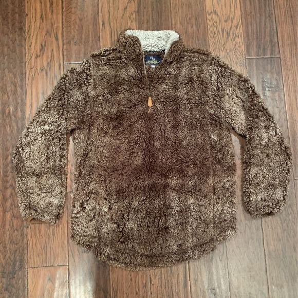 Simply‎ Southern Womens Sherpa Fleece Jacket Brown White 1/4 Zip Mock Neck M - Picture 1 of 6